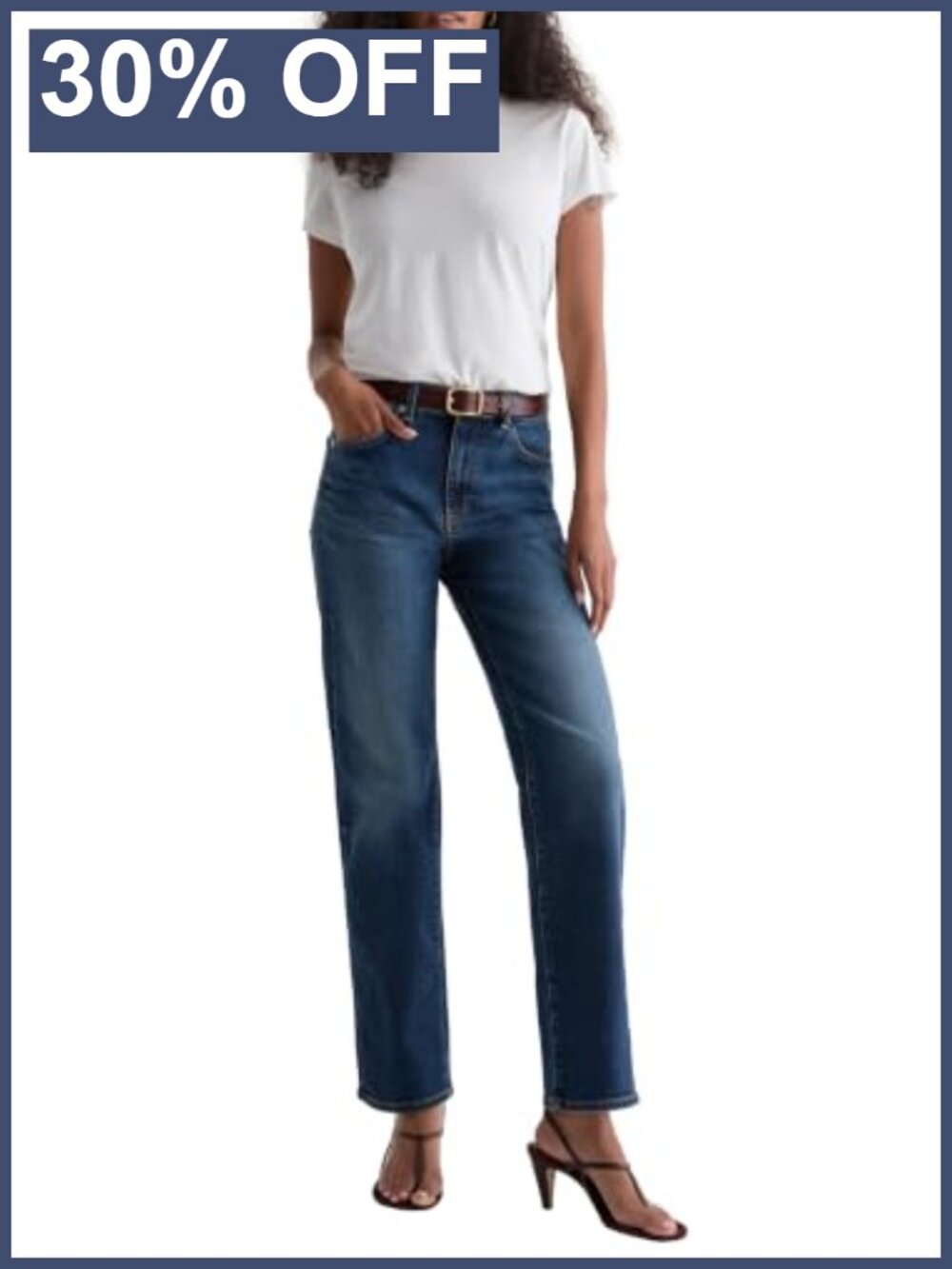 Power Stretch Denim Straight Leg Mid-Rise Jeans